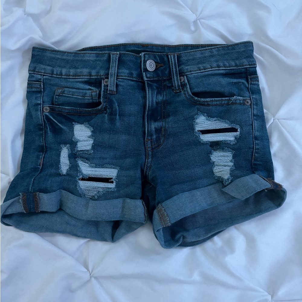 Aeropostale Low Rise Ripped Denim Short